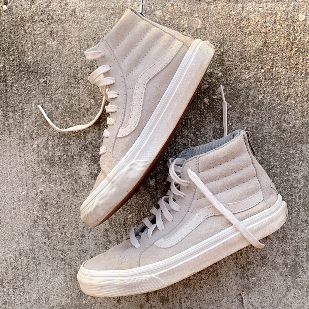 VANS SUEDE PRO SK8-HI SLIM ZIP SCOTCHGARD COOL GRAY/WHITE SKATE SHOE/SNEAKER